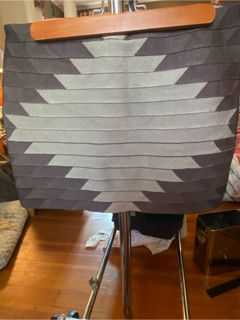 Haute Hippie Geo-Stripe Skirt in Light Gray & Charcoal - Picture 2 of 6